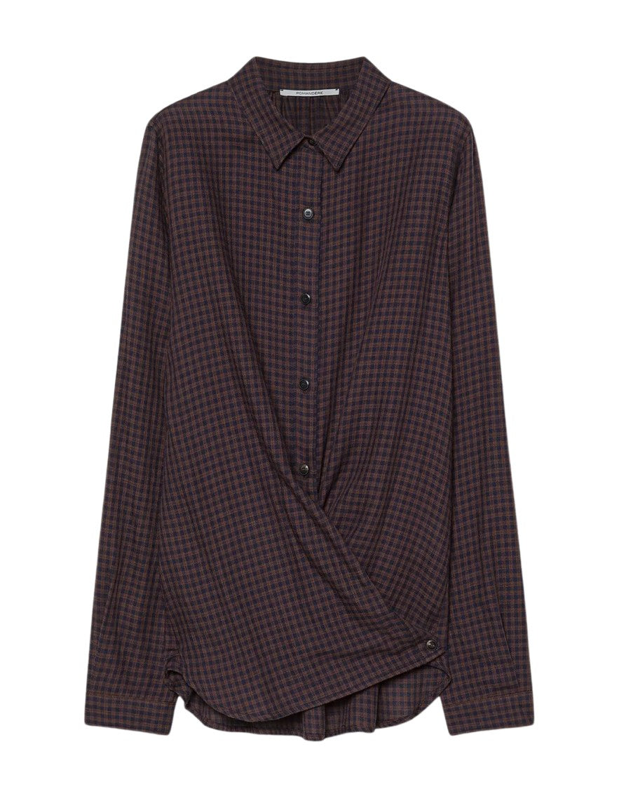 Pomandère Notte Gingham Lyocell-Cotton Flannel Shirt