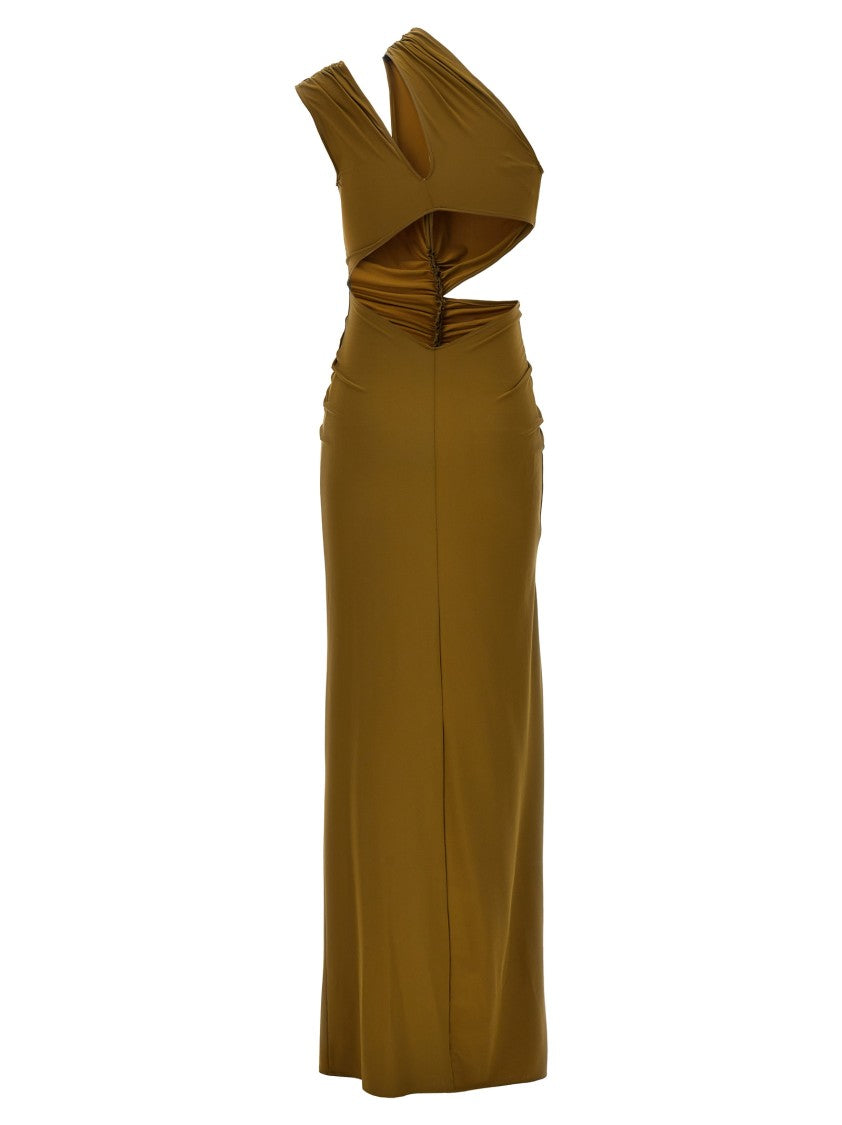 Atlein Stretch Fabric Cut-Out Draped Dress