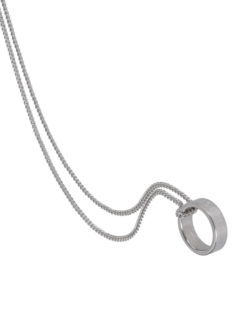 Mm6 By Maison Margiela Silver-Tone Circular Pendant Adjustable Necklace
