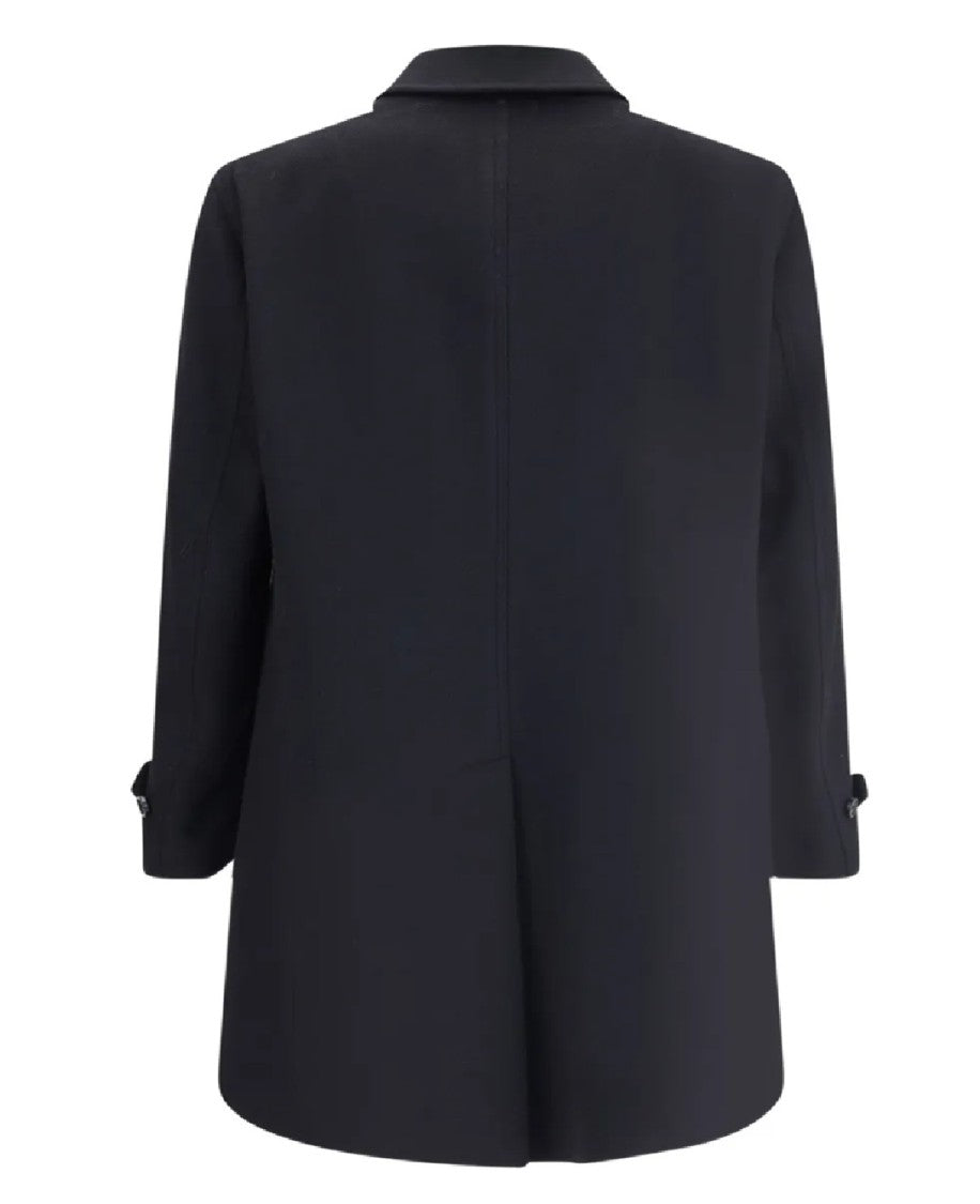 Lardini Minimalist Black Trench Coat With Structured Collar