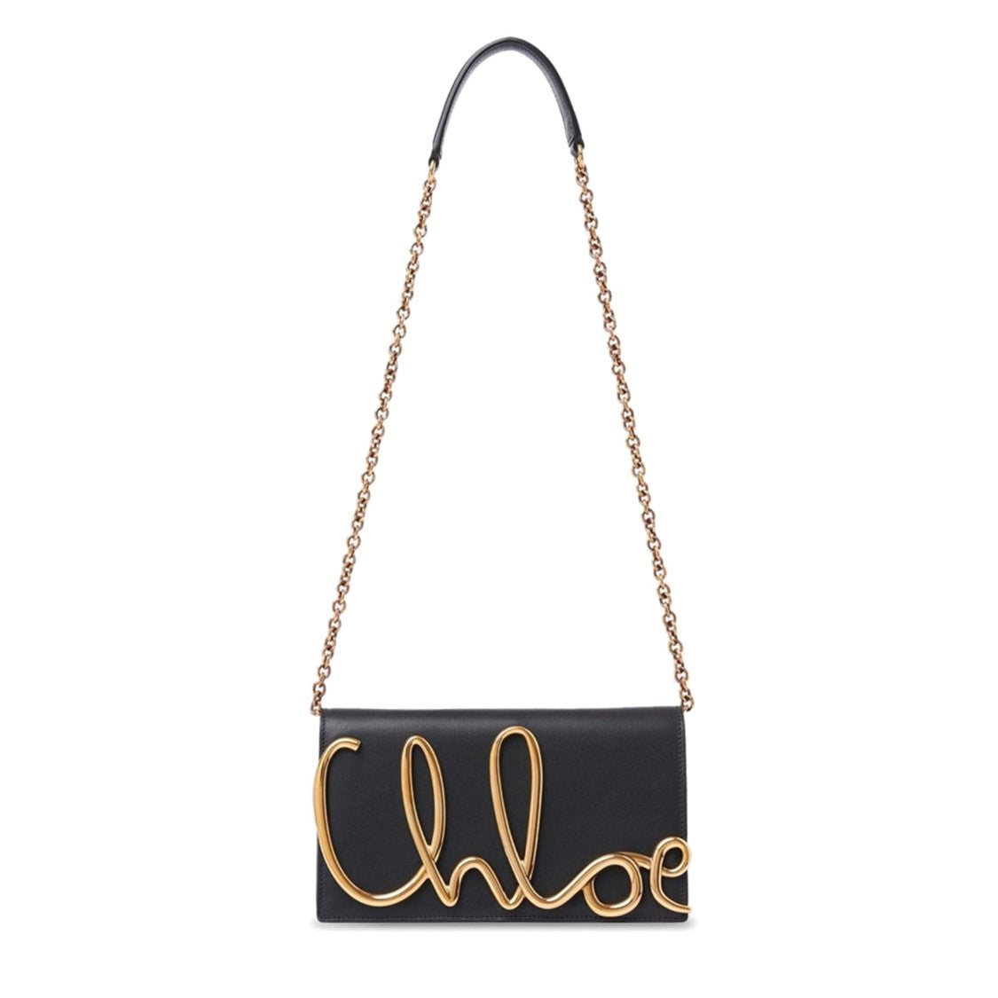 Chloé Rectangular Crossbody Bag With Gold-Tone Script Logo