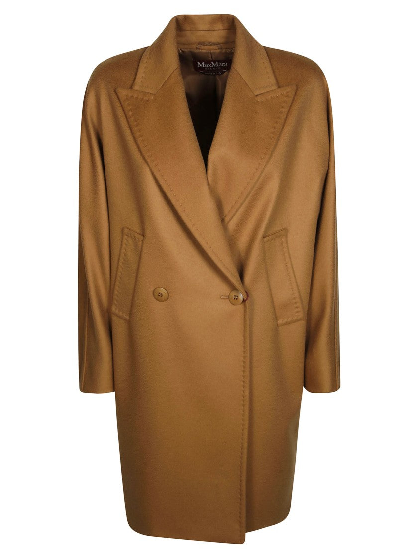 Max Mara Mstmastro Double-Breasted Wide Lapel Brown Coat