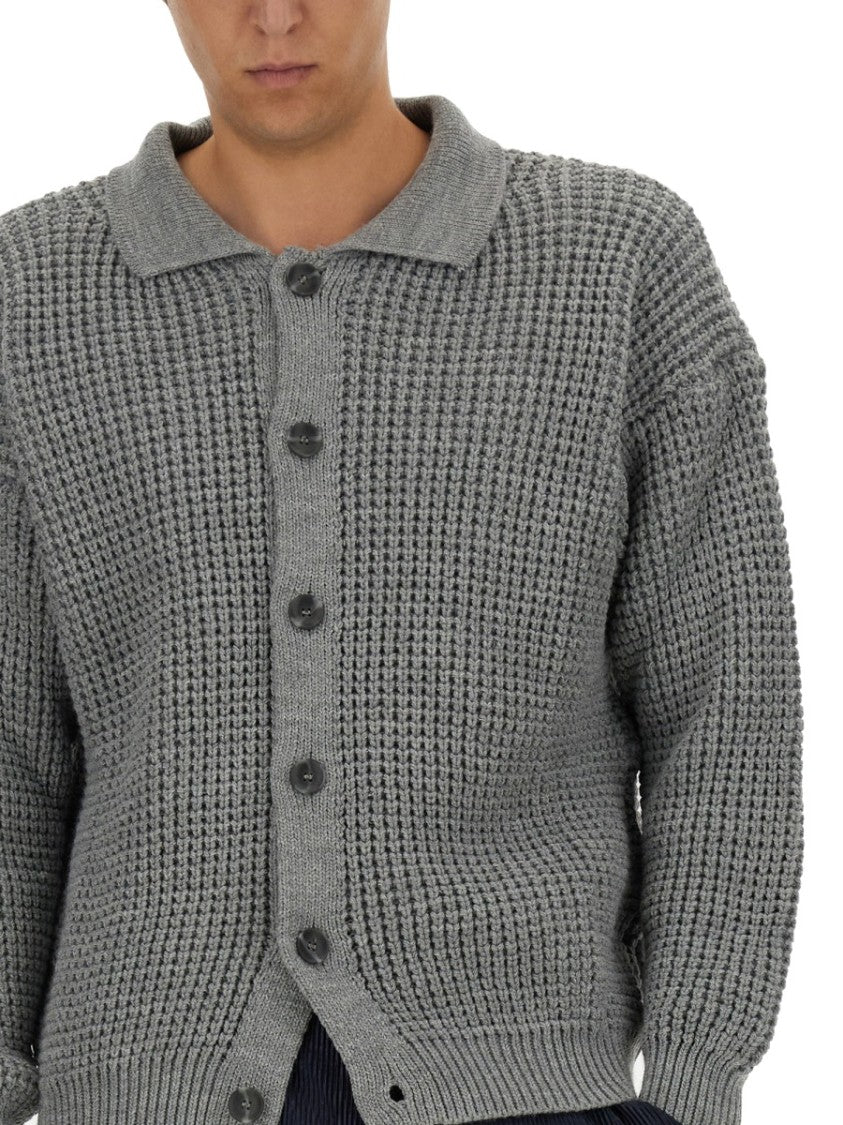 Family First Textured Knit Polo Cardigan