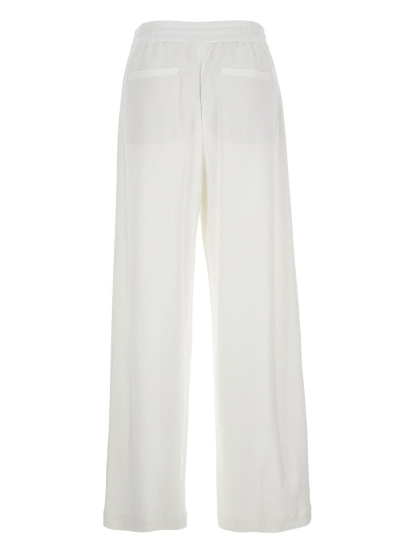 Brunello Cucinelli Relaxed Fit Wide Leg Beige Trousers