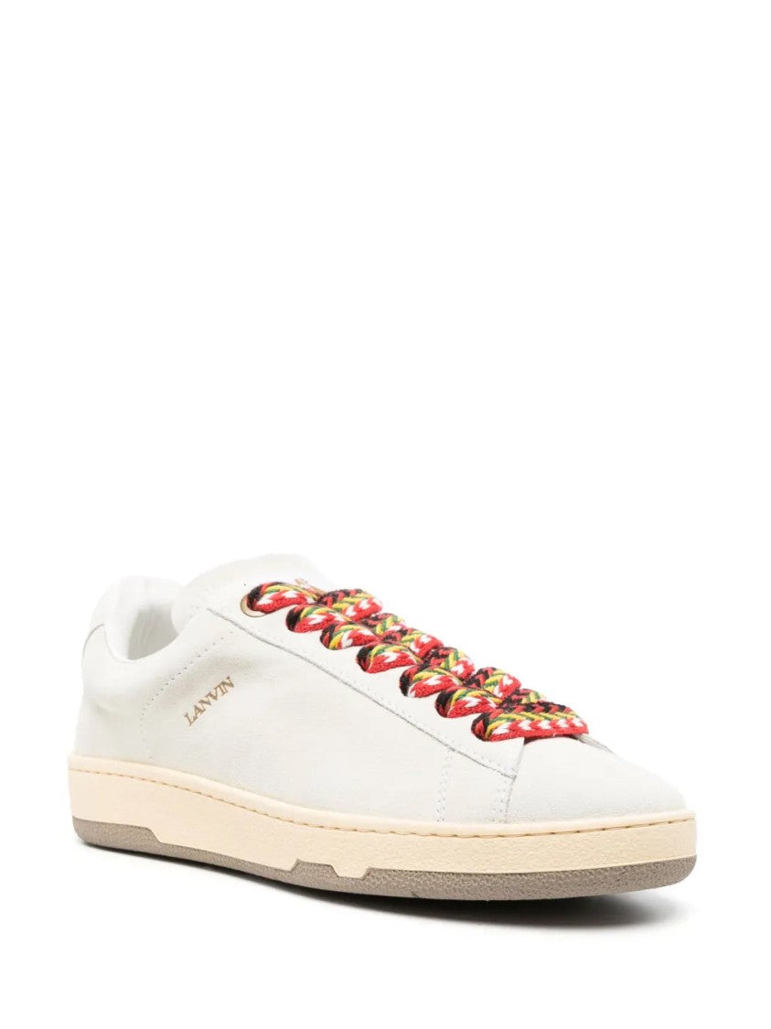 Lanvin White Lite Curb Multicolored Laces Leather Sneakers