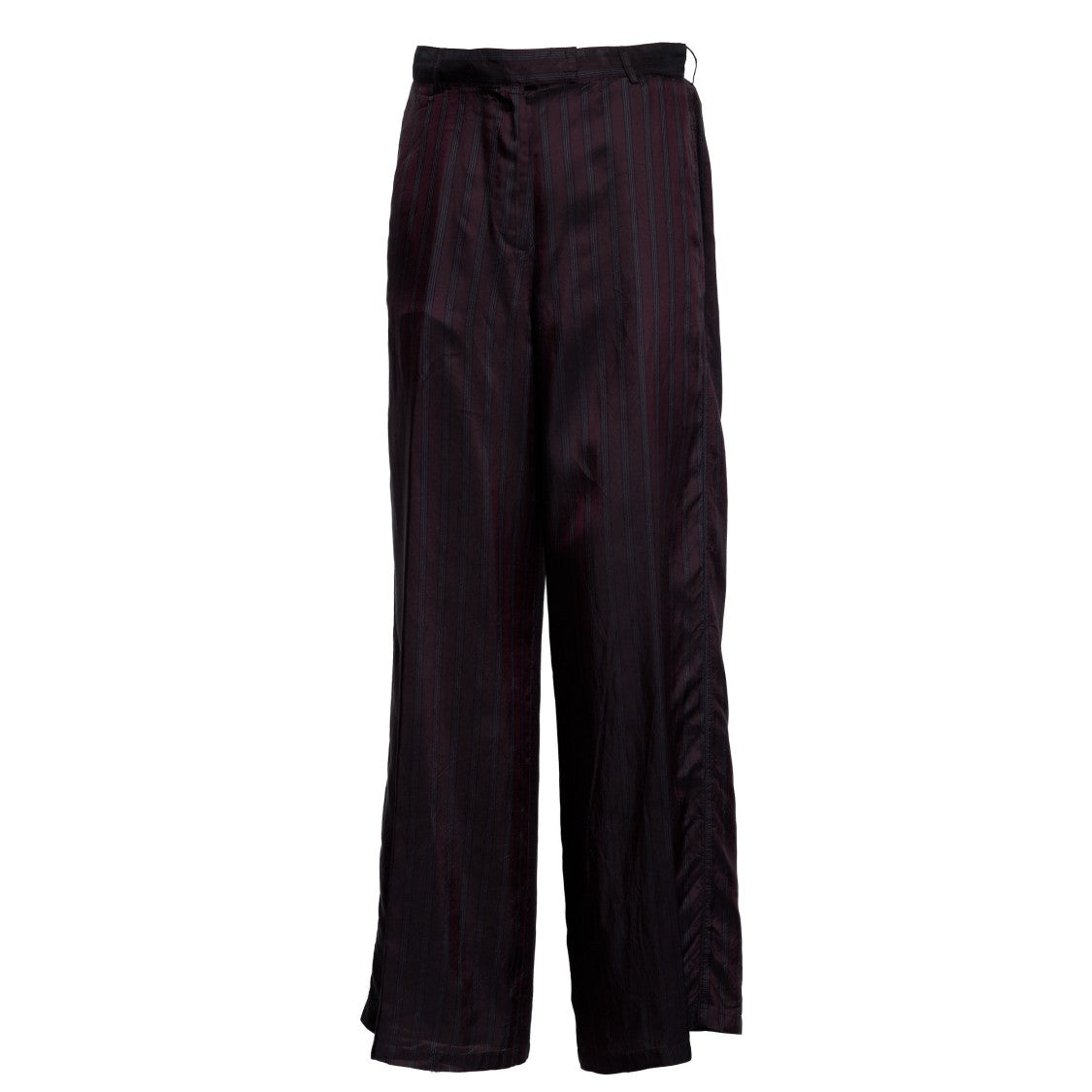 Dries Van Noten Burgundy Wide-Leg Trousers With High Waist