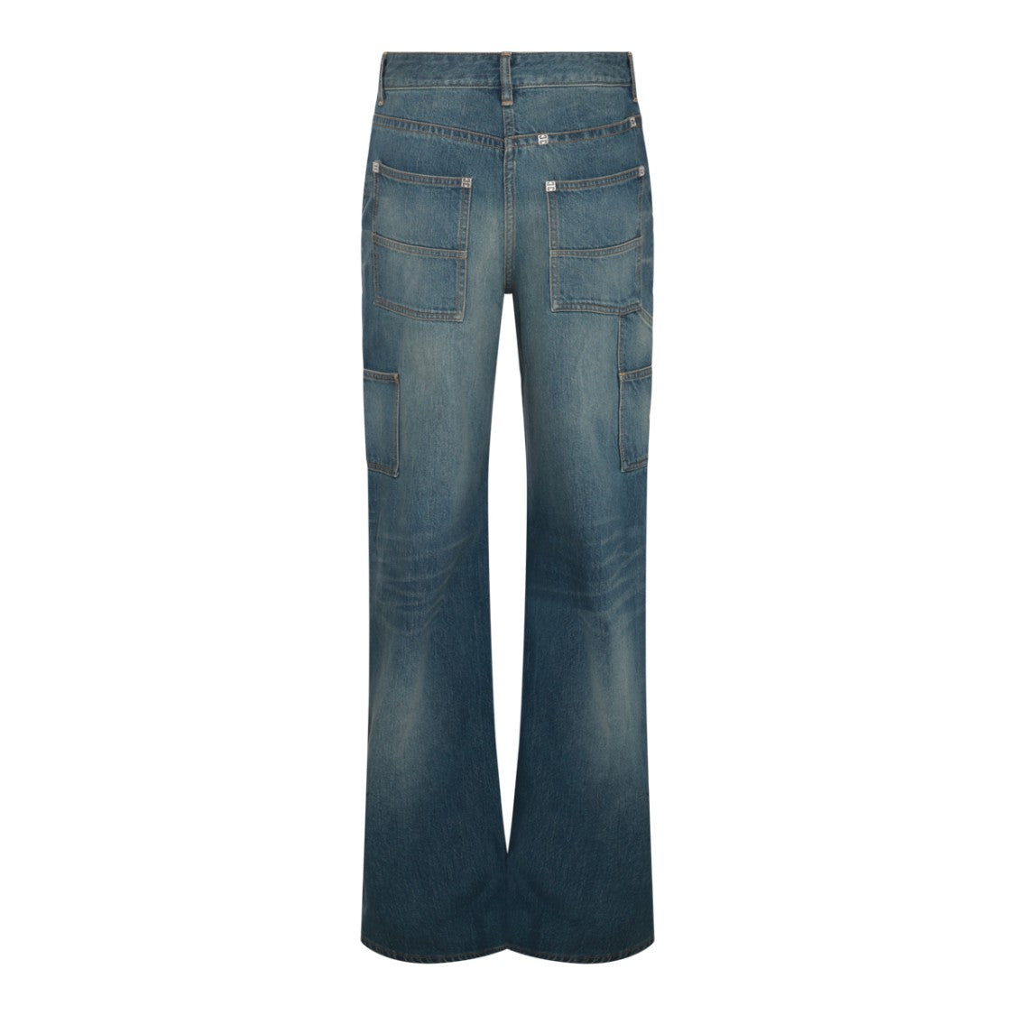 Givenchy Wide-Leg Blue Denim Jeans With Silver Hardware Accents