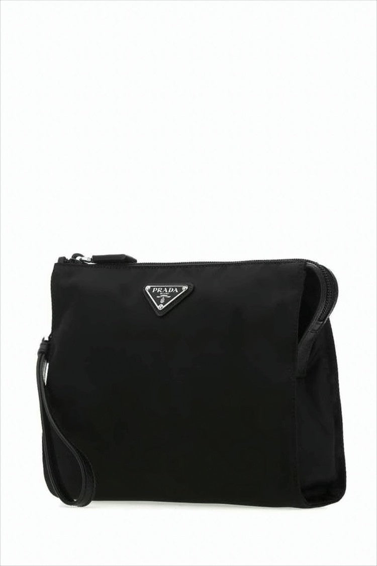 Prada Black Clutch With Detachable Wrist Strap