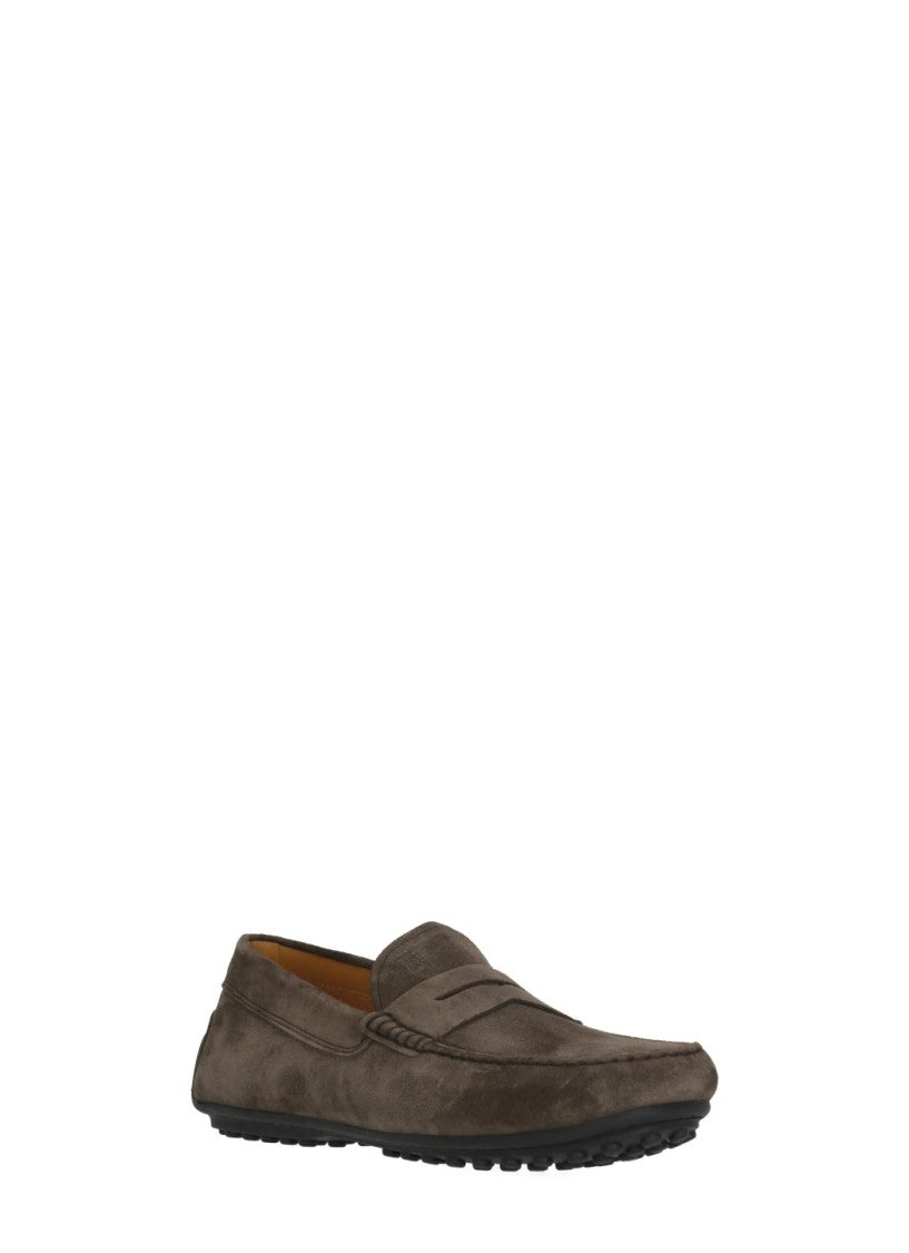 Tod's Brown Embossed Logo Loafers