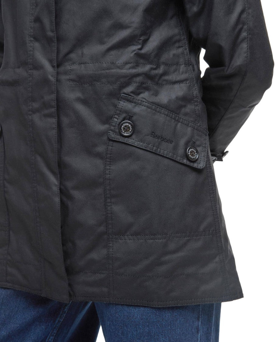 Barbour Functional Waxed Cotton Jacket With Corduroy Collar
