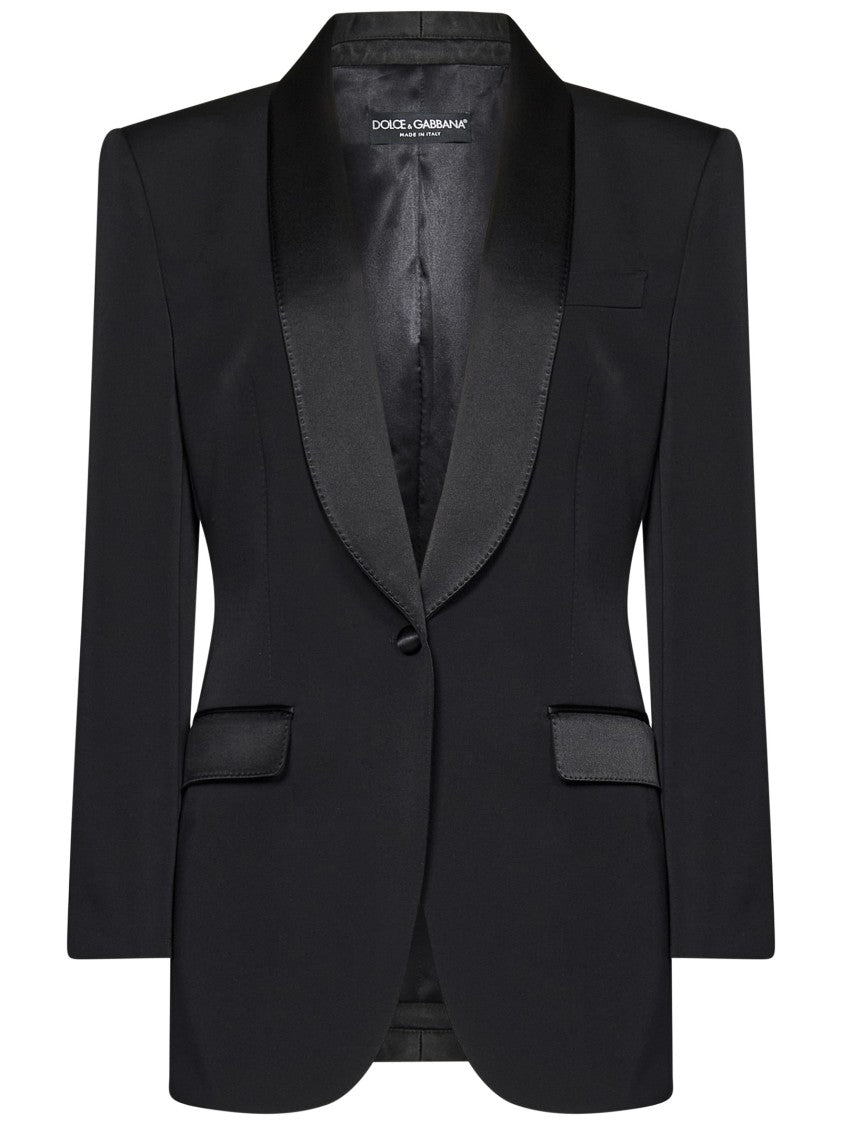 Dolce & Gabbana Tuxedo Jacket In Black Virgin Wool