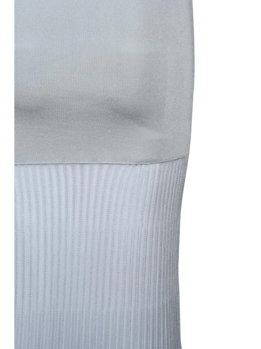 Philosophy Di Lorenzo Serafini Light Grey Fitted Knit Viscose Mermaid Dress