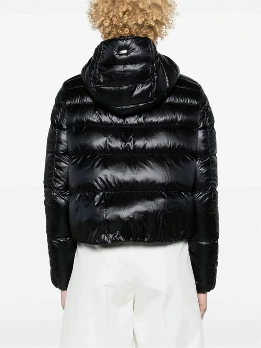 Herno Cropped Black Puffer Jacket With Finish