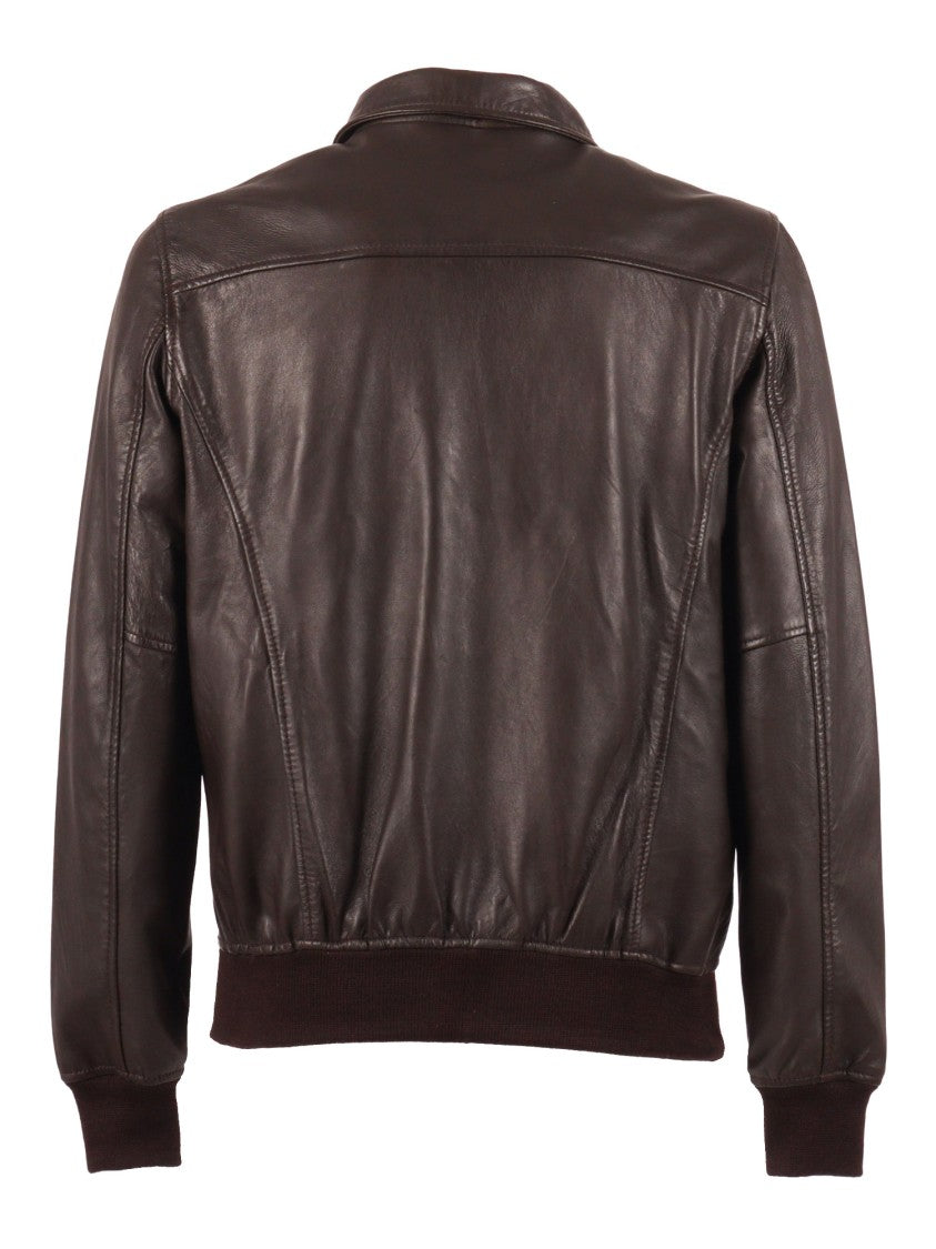 Schott Nyc Classic Brown Leather Bomber Jacket