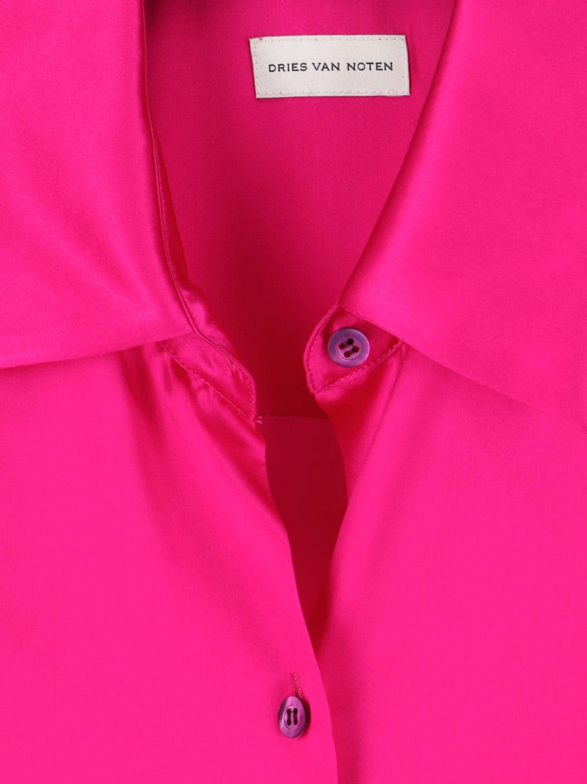 Dries Van Noten Pink Clea Loose-Fitting Silk Blouse
