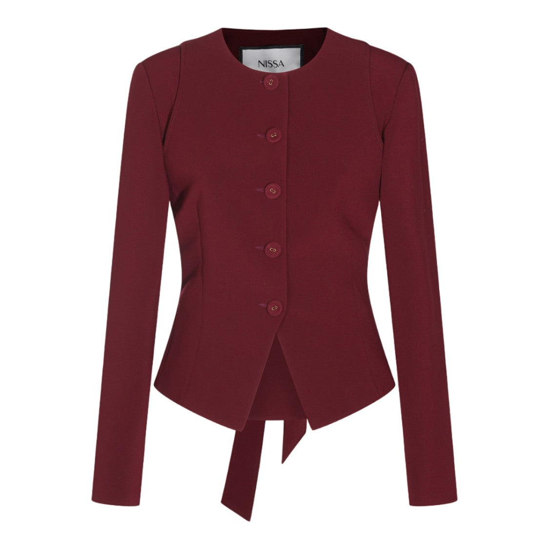 Nissa Burgundy Asymmetrical Hem Fitted Jacket
