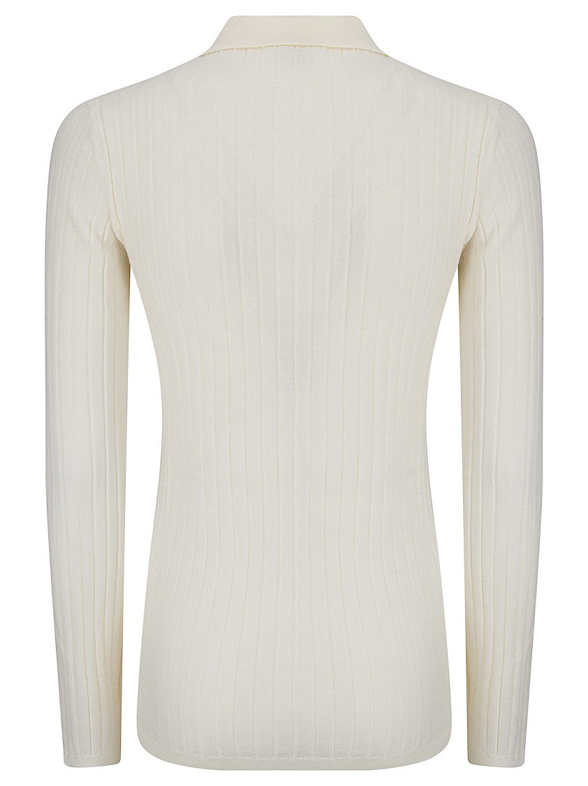 A.P.C. Beige Ribbed Wool Slim-Fit Long-Sleeve Polo