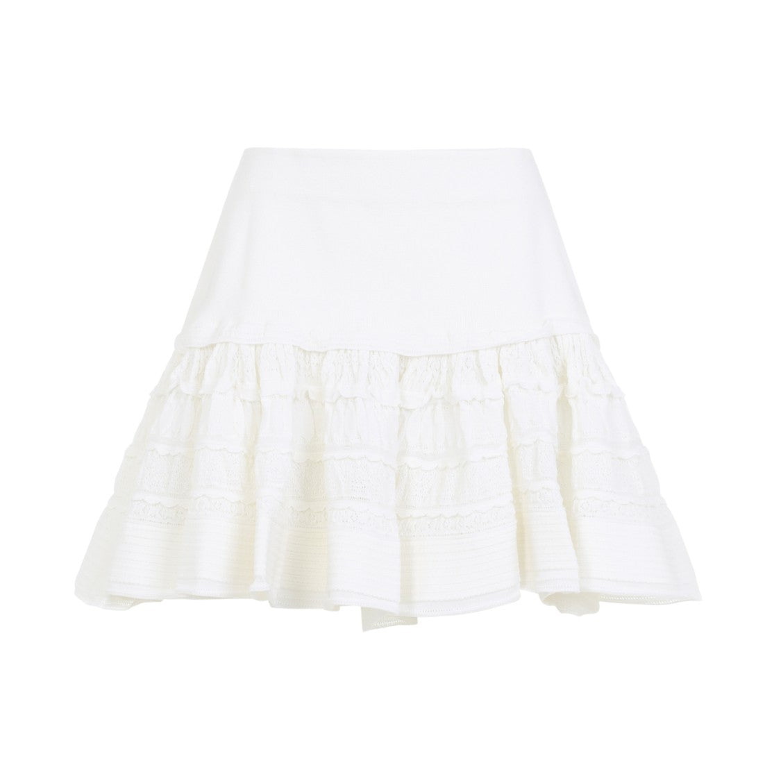 Alaïa Ruffle White Wool Mini Skirt
