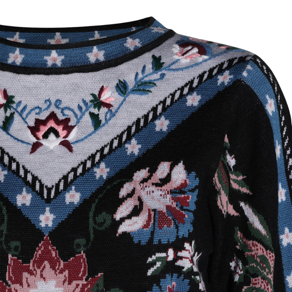 Farm Rio Floral V-Neck Yoke Sweater