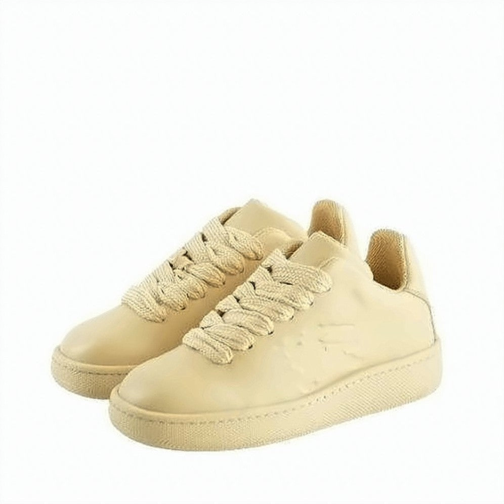 Burberry Monochromatic Smooth Leather Sneakers With Textured Sole