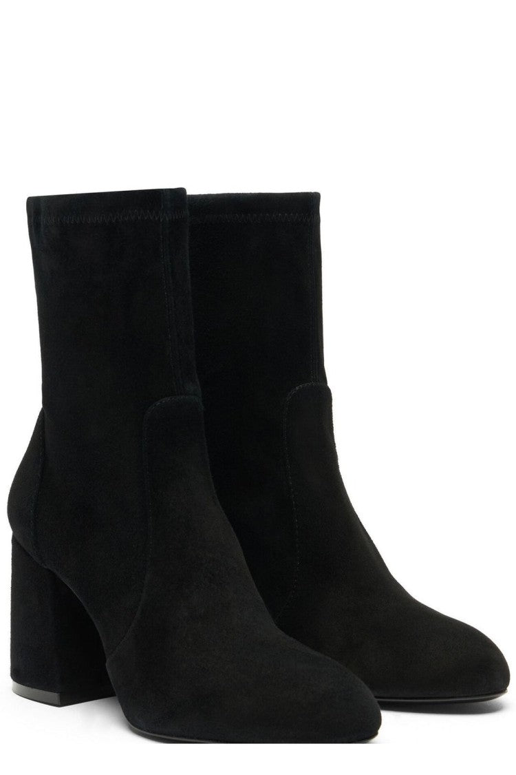 Stuart Weitzman Pointed Toe Black Suede Ankle Boots
