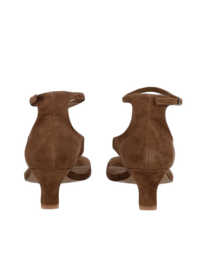 Senso Twisted Strap Brown Leather Heels With Block Heel