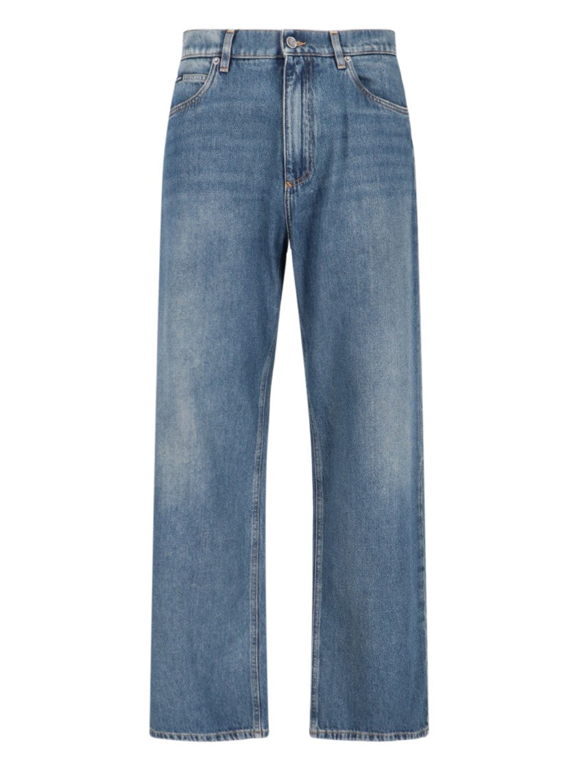 Dolce & Gabbana Logo Wide Jeans – Blue