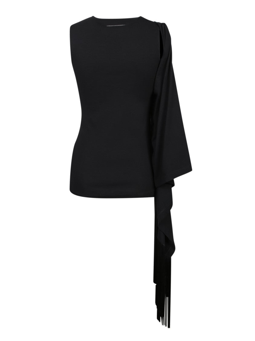 Mm6 By Maison Margiela Asymmetrical Sleeveless Top With Fringed Detail
