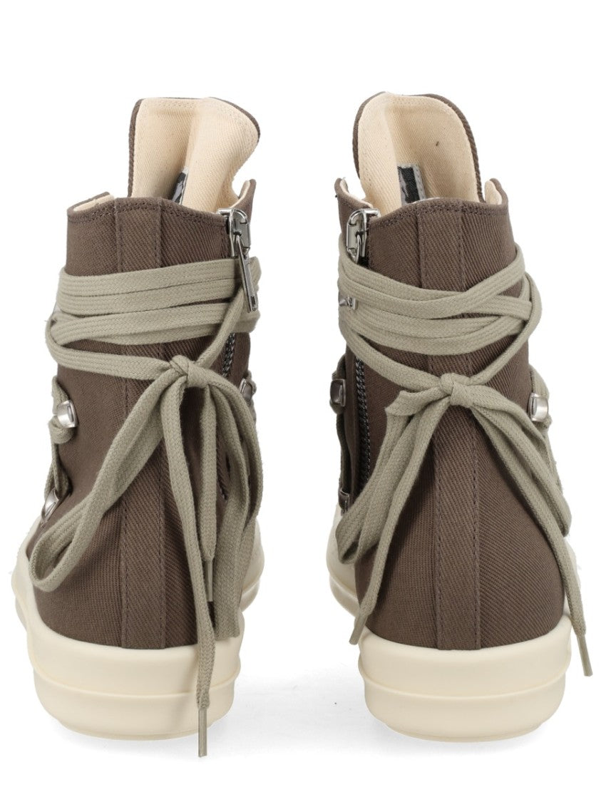 Drkshdw By Rick Owens Muted Brown Megalace Exaggerated Tongue Sneakers