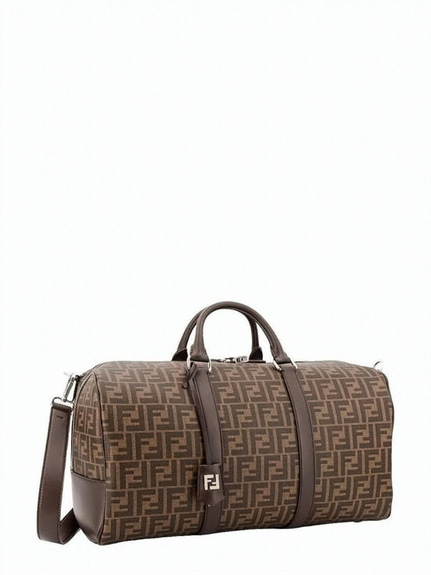 Fendi Cylindrical Duffle Bag With Geometric Monogram Pattern