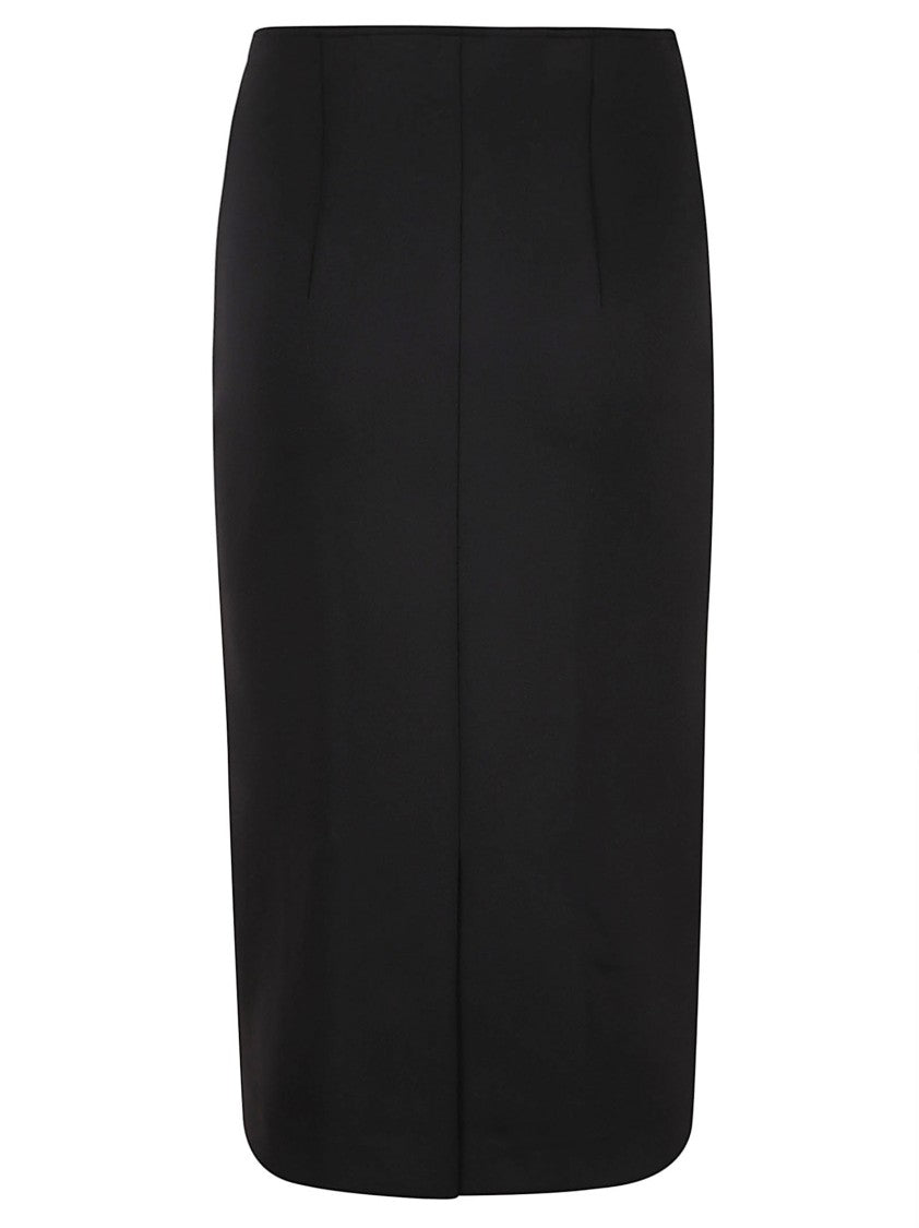 Wolford Fitted Black Midi Skirt With High Waist And Subtle Slit