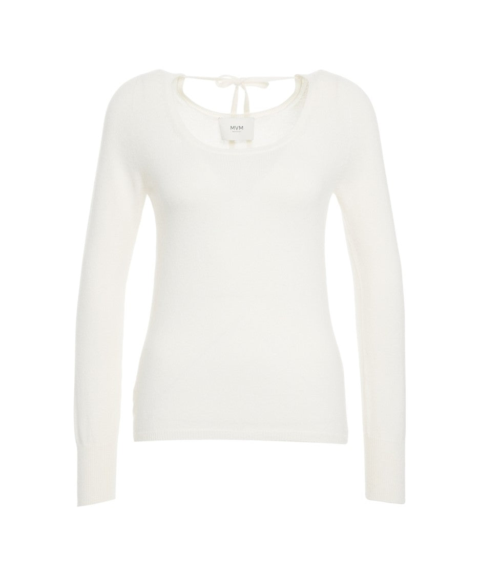 Mvm Cashmere Pullover With Back Tie Detail