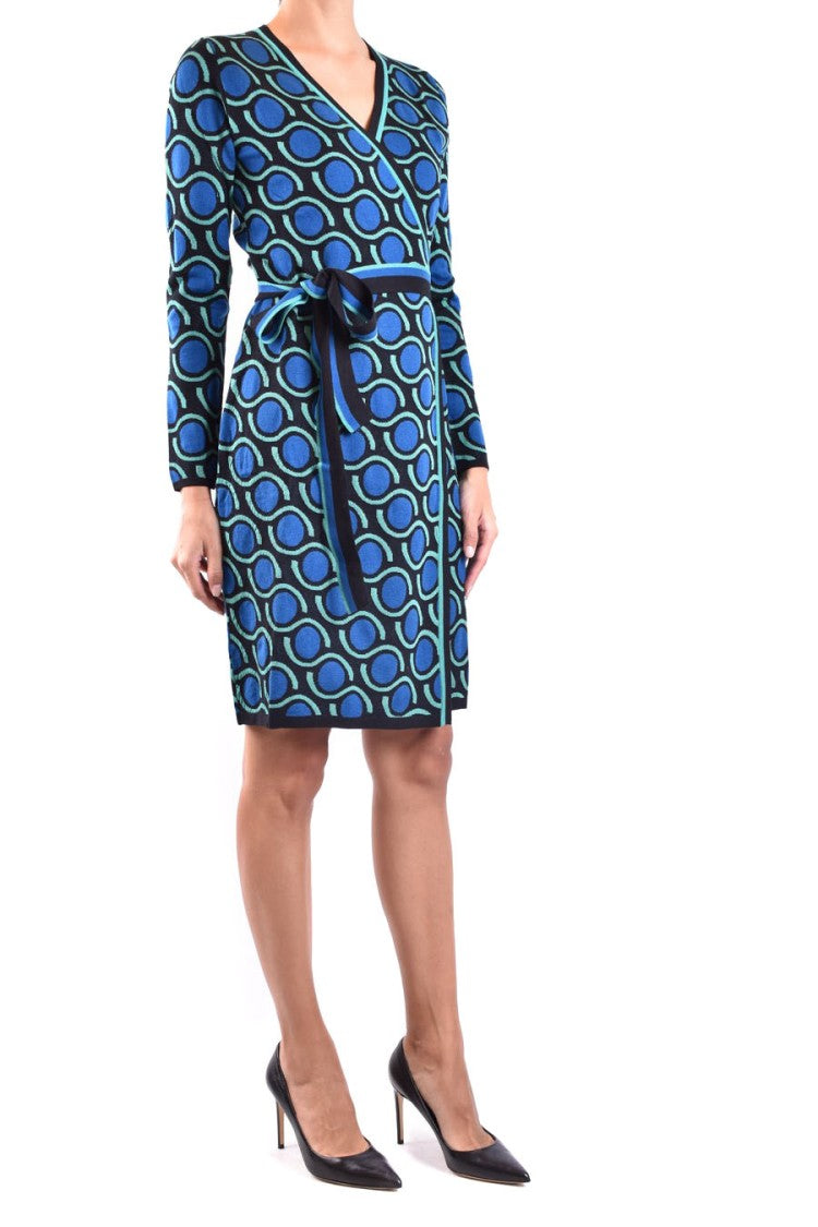 Diane Von Furstenberg Multicolor Wrap Dress With Geometric Pattern