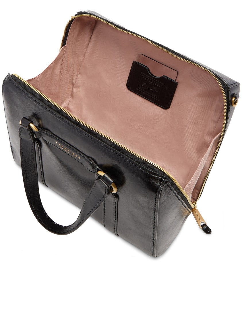 The Bridge Black Handbag W/Shoulder Glossy Leather Handbag