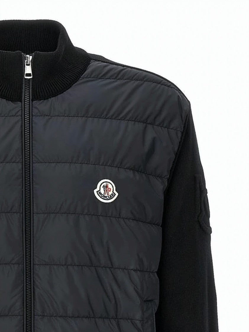 Moncler Quilted Padded Jacket With Knit Sleeves