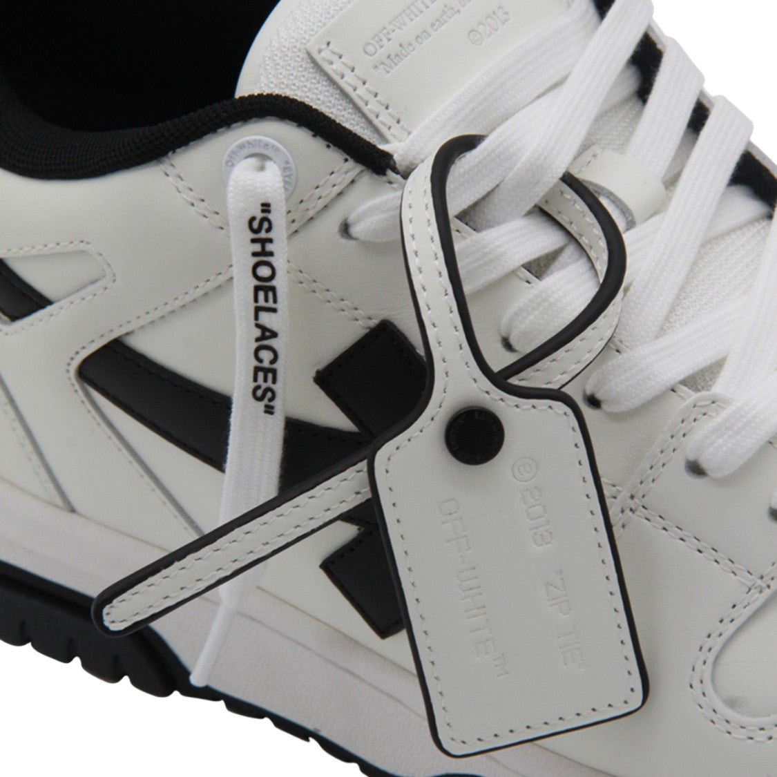 Off-White White Leather Sneakers With Black Accents