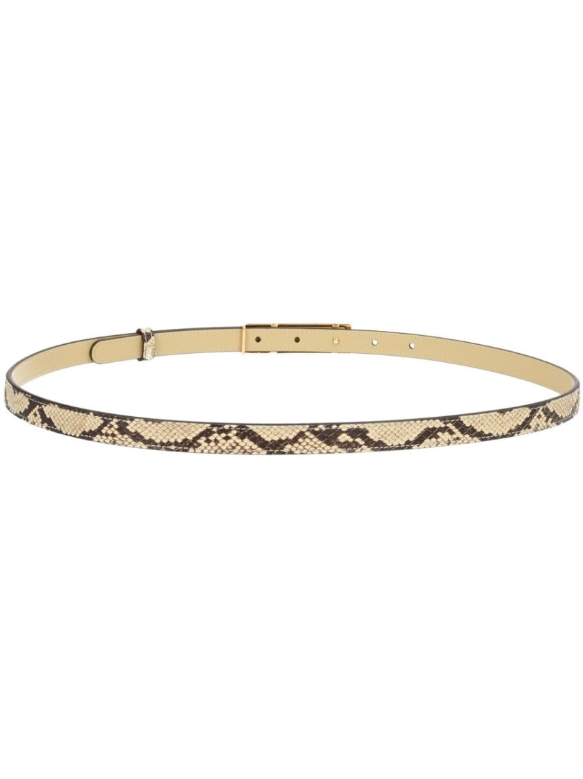 Valentino Garavani Neutral Vlogo Signature Leather Belt