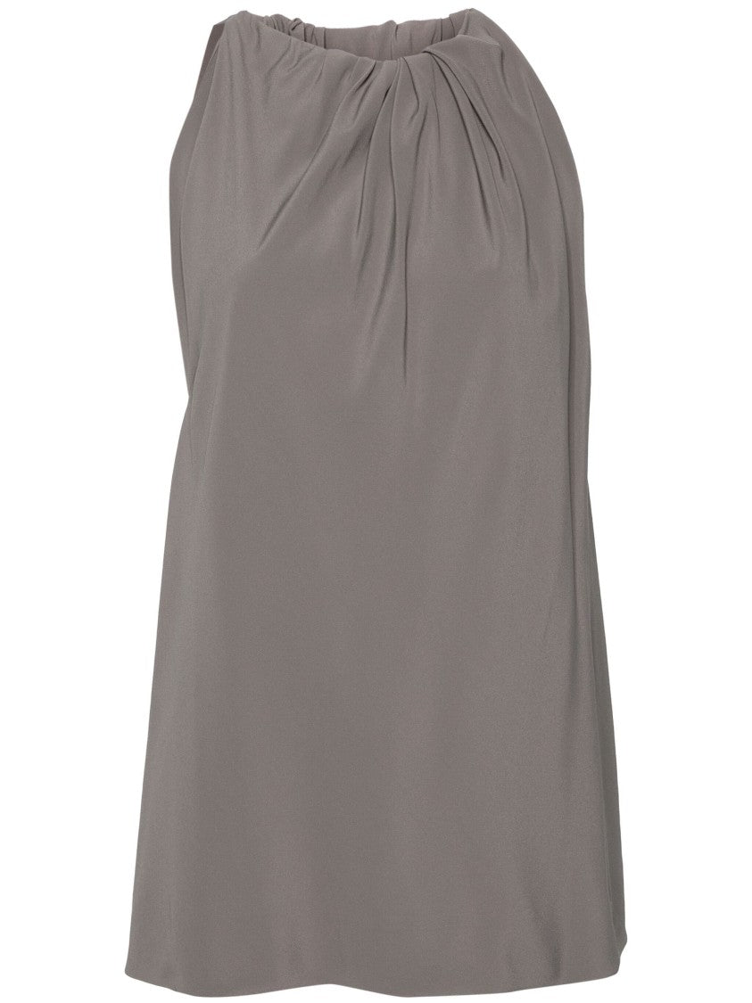 Rick Owens Gathered Neckline Beige Tank Top