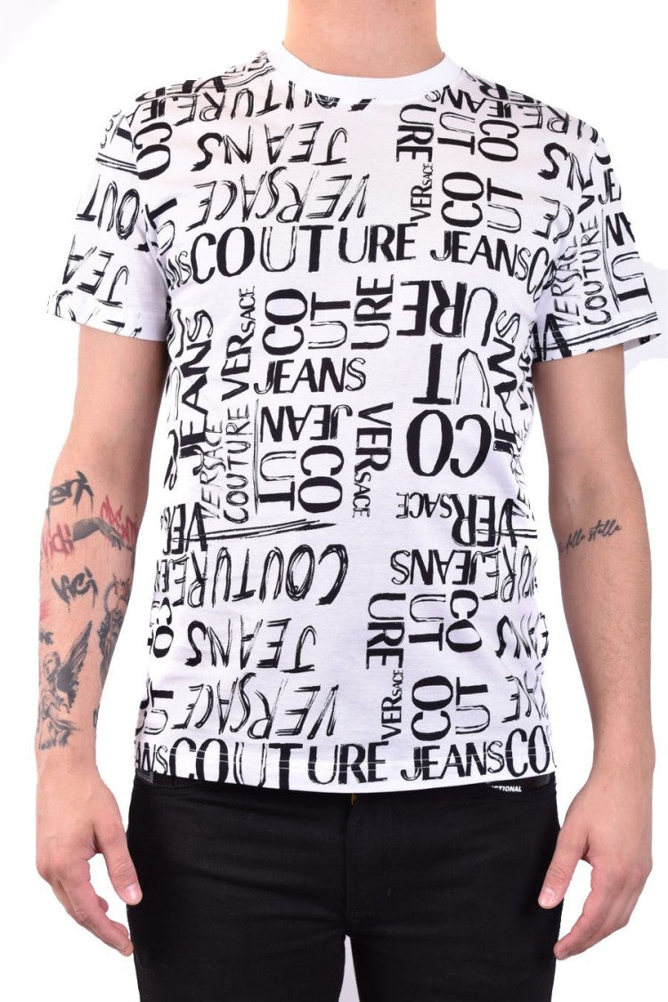Versace Jeans Couture Baroque-Pattern White T-Shirts