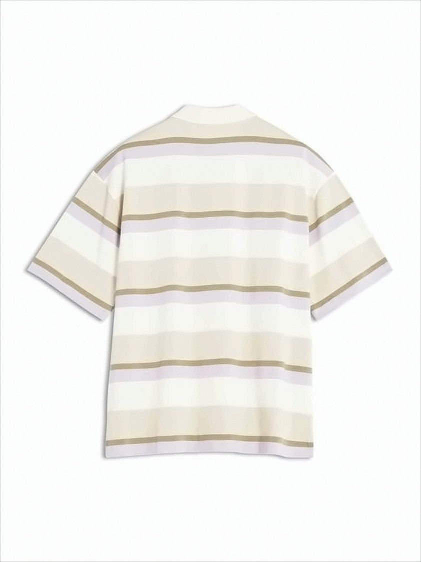 Maison Kitsuné Horizontal Stripe Short-Sleeved Polo Shirt With Classic Collar