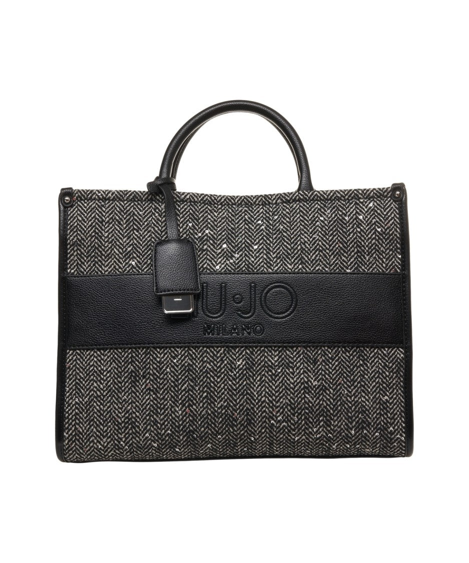Liu Jo Structured Herringbone Knit Shopper With Logo-Embossed Band