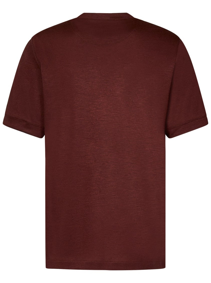 Franzese Collection Bordeaux Cashmere T-Shirt With Classic Crew Neckline