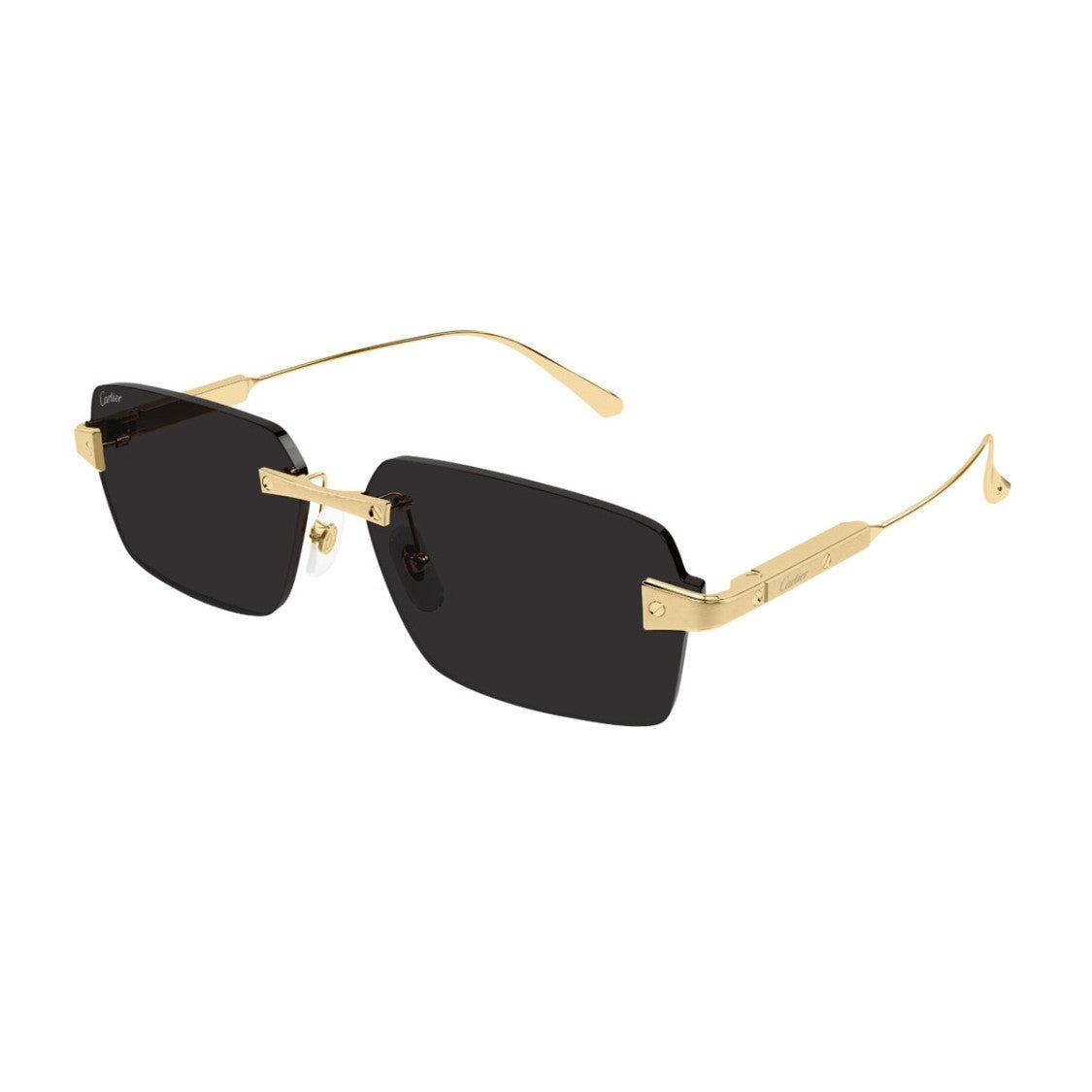 Cartier Gold Grey Titanium Rimless Sunglasses