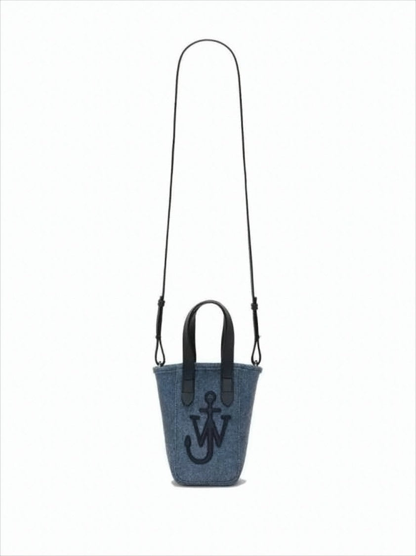 J. W. Anderson Structured Blue Bucket Crossbody Bag With Embroidered Logo