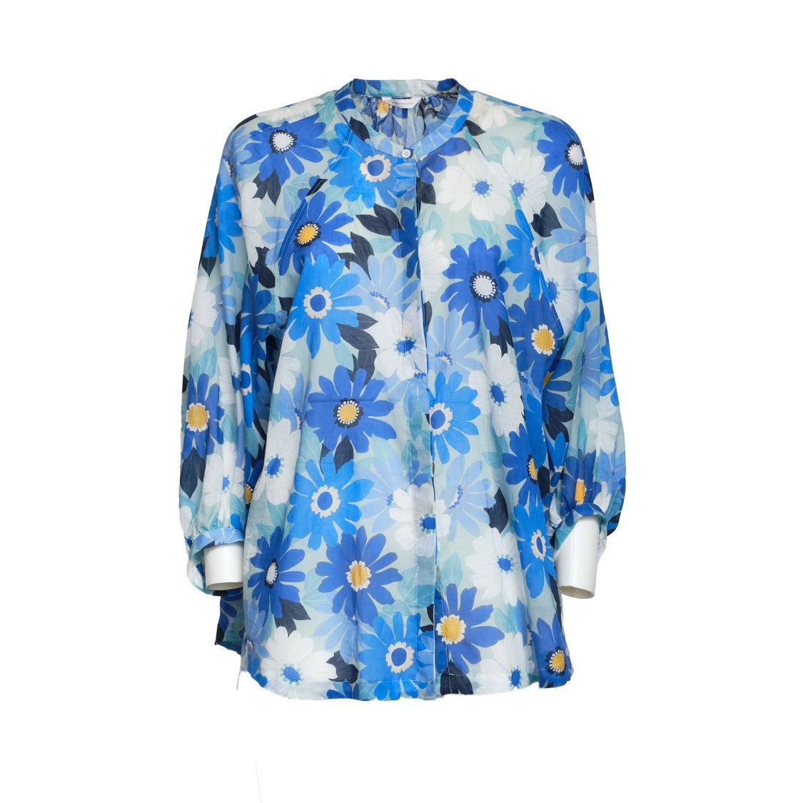 Robert Friedman Adryl Puff Sleeve Collarless Shirt