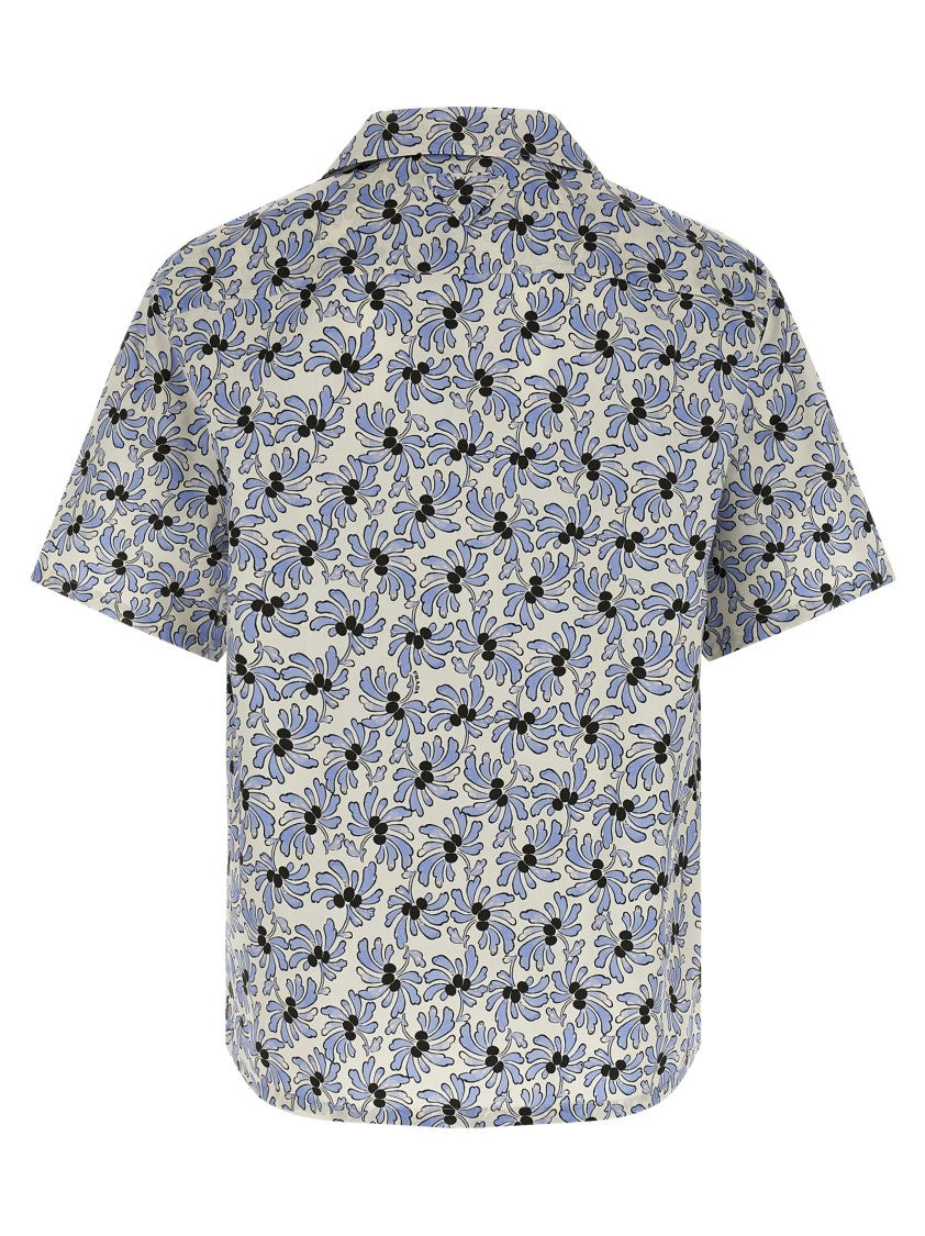 Prada Bowling Style Cotton-Silk Blend Shirt With Floral Print