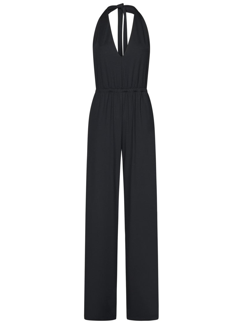 Fisico Long Microfiber Jumpsuit With Halterneck