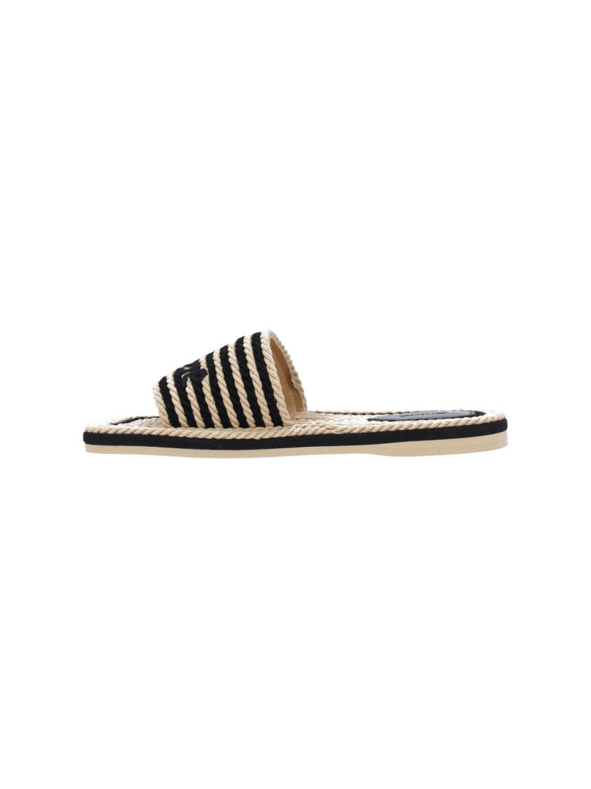 Chloé Black Twisted Cotton Rope Sandals