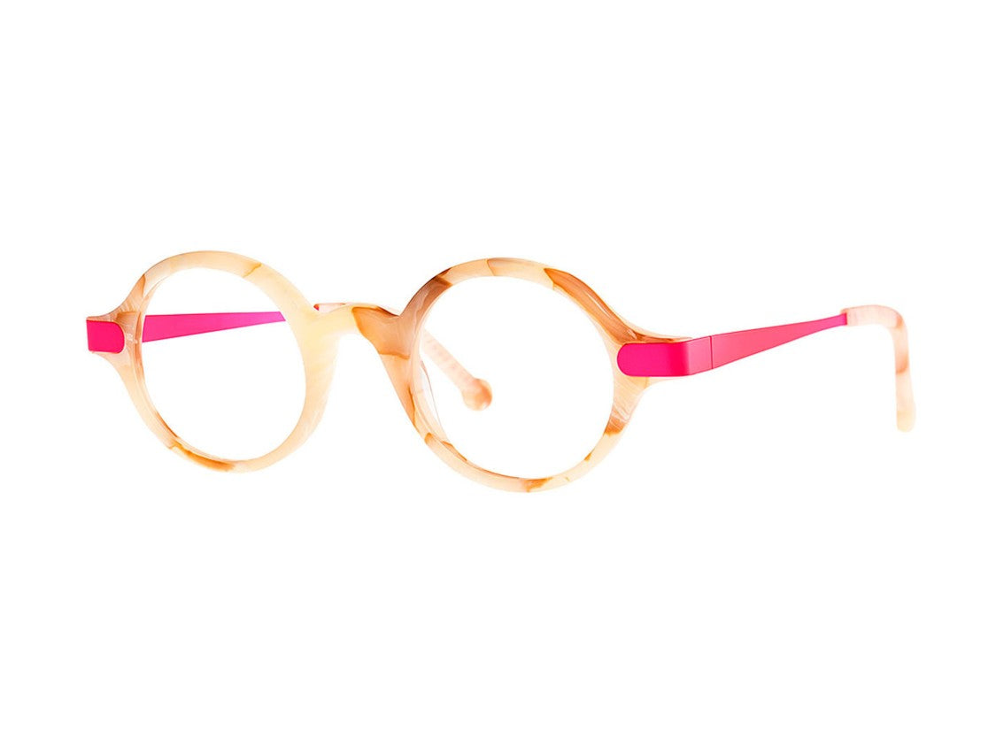 Theo Beige Duet Marbled Round Eyeglasses