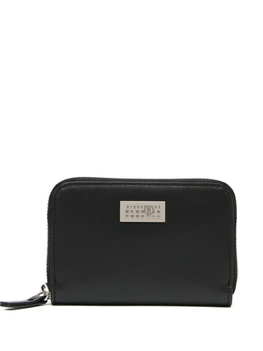 Mm6 By Maison Margiela Rectangular Black Wallet With Zip-Around Closure